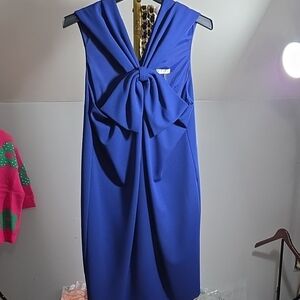 Trina Turk Royal Blue Sleeveless Bow-Front Midi Dress